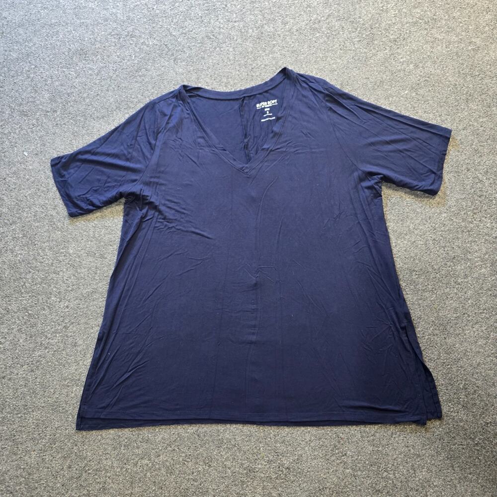 Torrid Top Womens Size 3X Blue Jersey Short Sleeve V Neck Stretchy Soft Capsule